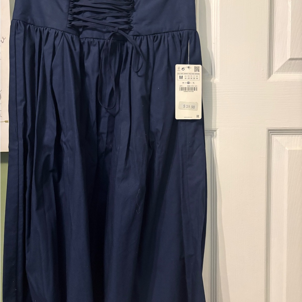 Zara Navy Midi Skirt